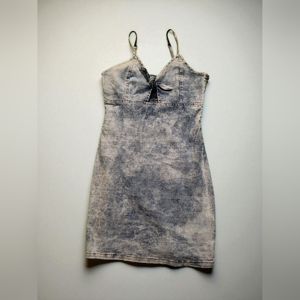 IL SOLE JEANS Moda Italia Faded Denim Mini Dress Y2K Size L